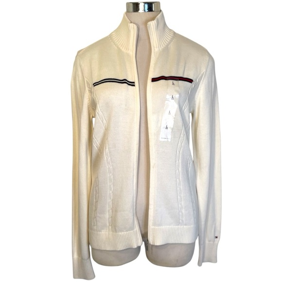 Tommy Hilfiger White Zip-Up Sweater NWT - Picture 3 of 14